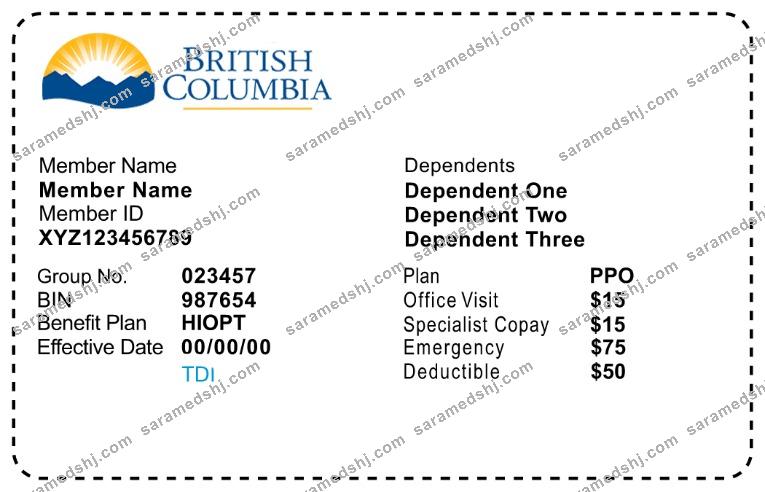 British Columbia health insurance card